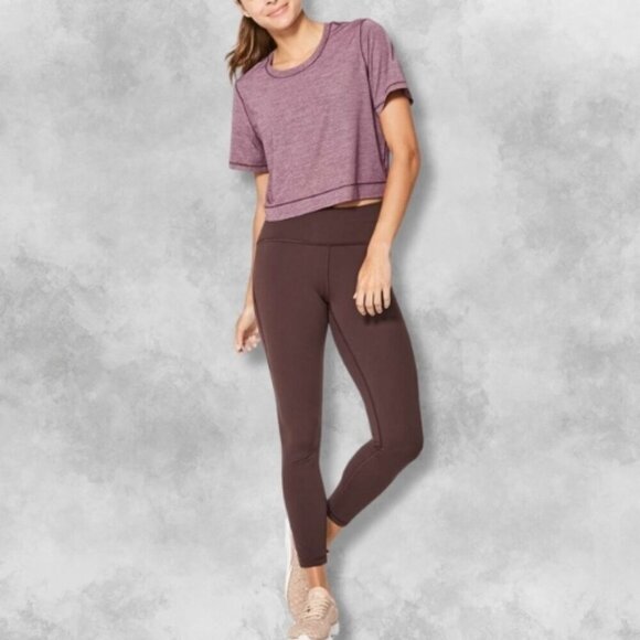 Lululemon Run The Day Cropped T-Shirt Short Sleeve Heathered Dark Adobe W US S - Picture 3 of 7